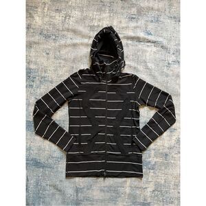 Lululemon Black White Stripe Stride Hooded Jacket Size 8